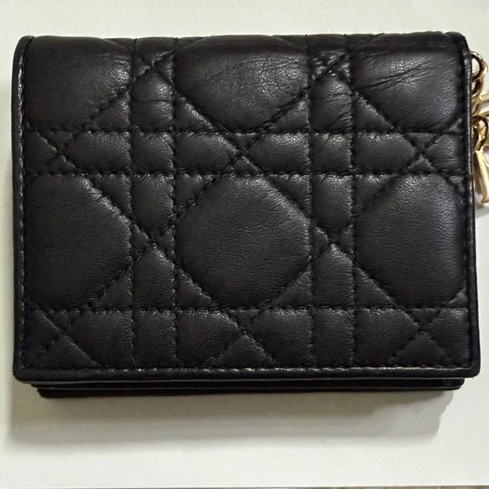 Dior Black Wallet with Gold Accent